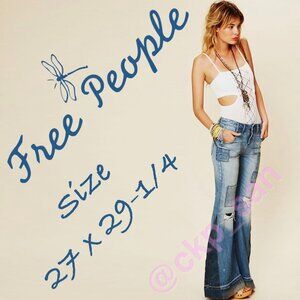 Rare Free People Festy Super Flare Patchwork Jeans Sz 27